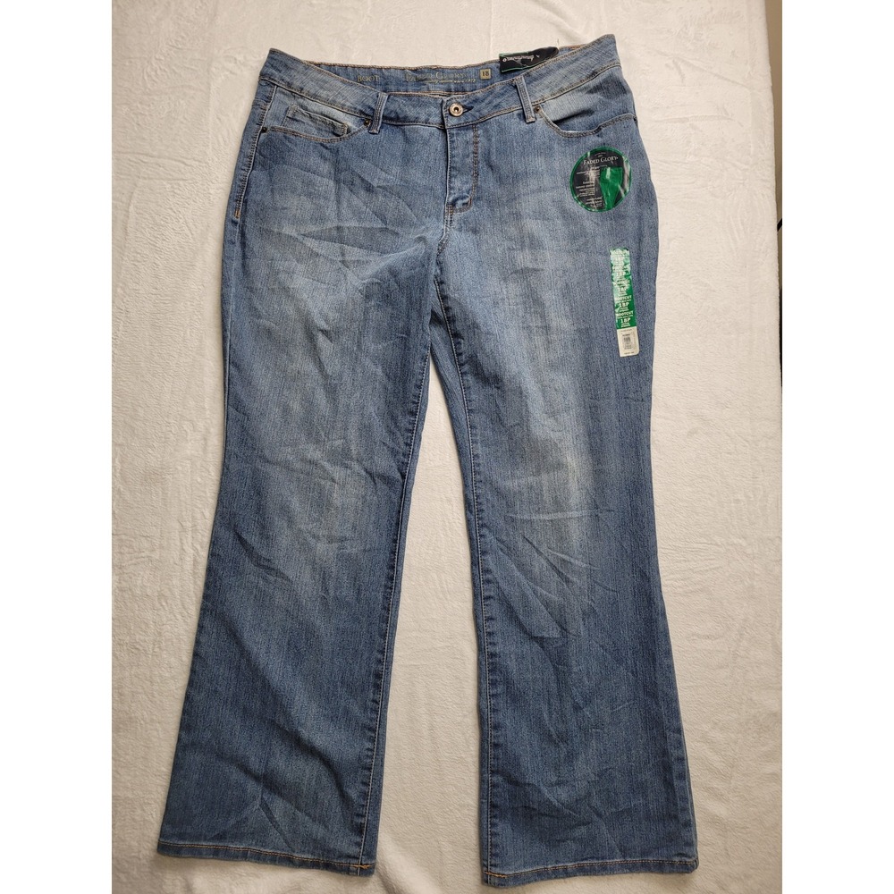 NWT Faded Glory Bootcut Jeans Women 18P Blue Tummy Control Mid Rise Stretch